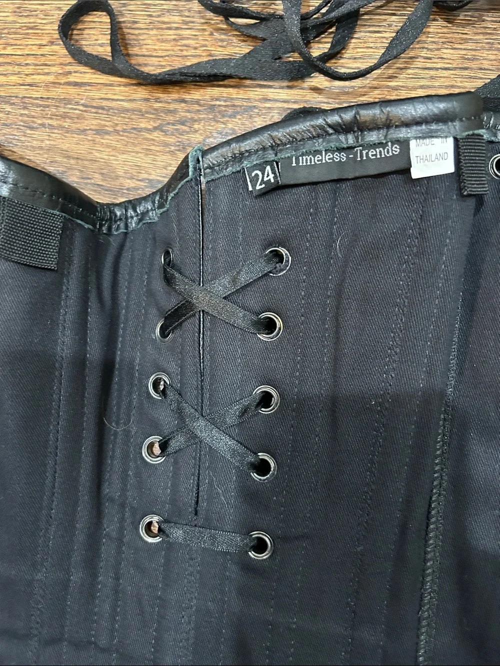Timeless-Trends Black‎ Genuine Leather Underbust Lace Up Corset Size Smal